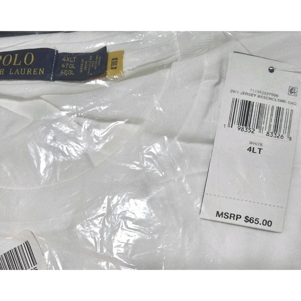 Polo Ralph Lauren White Long Jersey Short Sleeve T-Shirt Men's 4XLT NWT $65